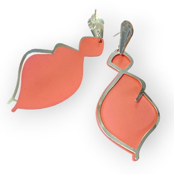 Elegant Silver and Coral Earrings - Picture 2 of 2